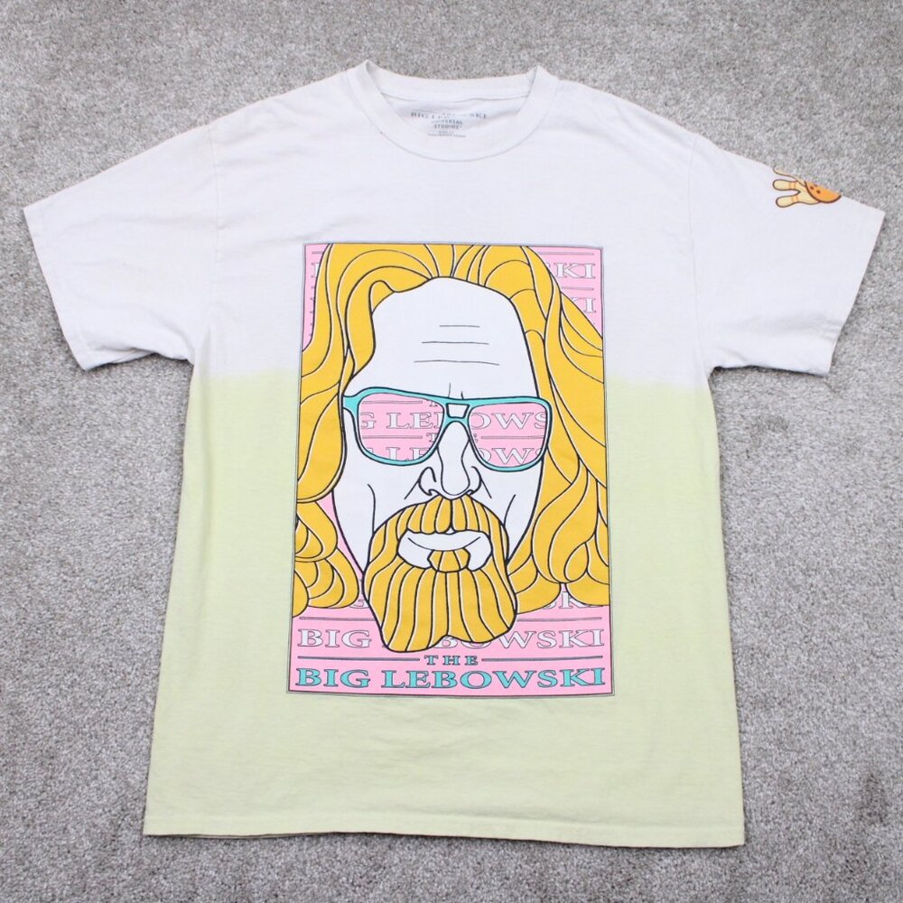 The Big Lebowski Shirt Mens Medium Yellow/White Universal‎ Studios S/S Cotton